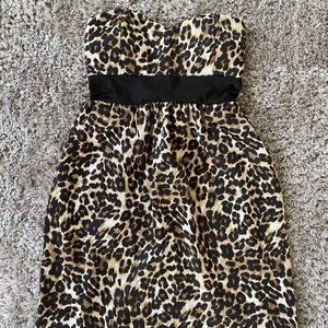 Strapless cocktail dress leopard print S